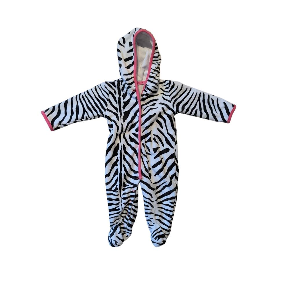 Betsey Johnson Baby Girls Zebra Print Hooded Footie Pram Suits Romper Size 6-9M